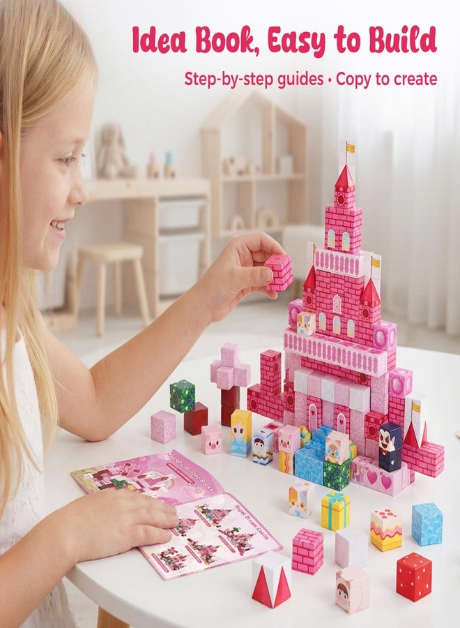 3 otters Magnetic Blocks 150PCS, Princess Castle Magnet Cubes STEM Montessori Building Toys for Girls, Sensory Gifts for Kids Birthday Christmas - Image 4